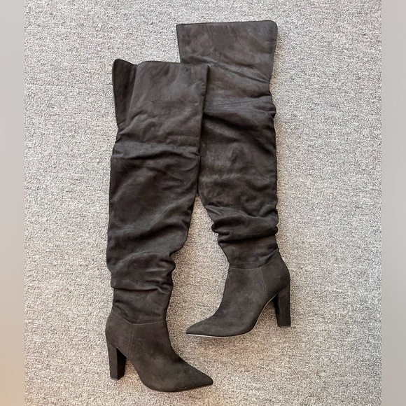 8.5 Womens Over the knee black heeled boots - Picture 1 of 8